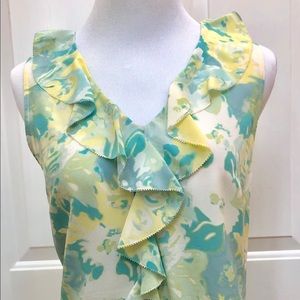 Halogen XS green, yellow and white silk top